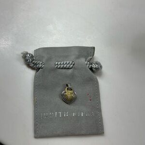 Judith Ripka TWO Diamond Heart Pendant with Gold Accents